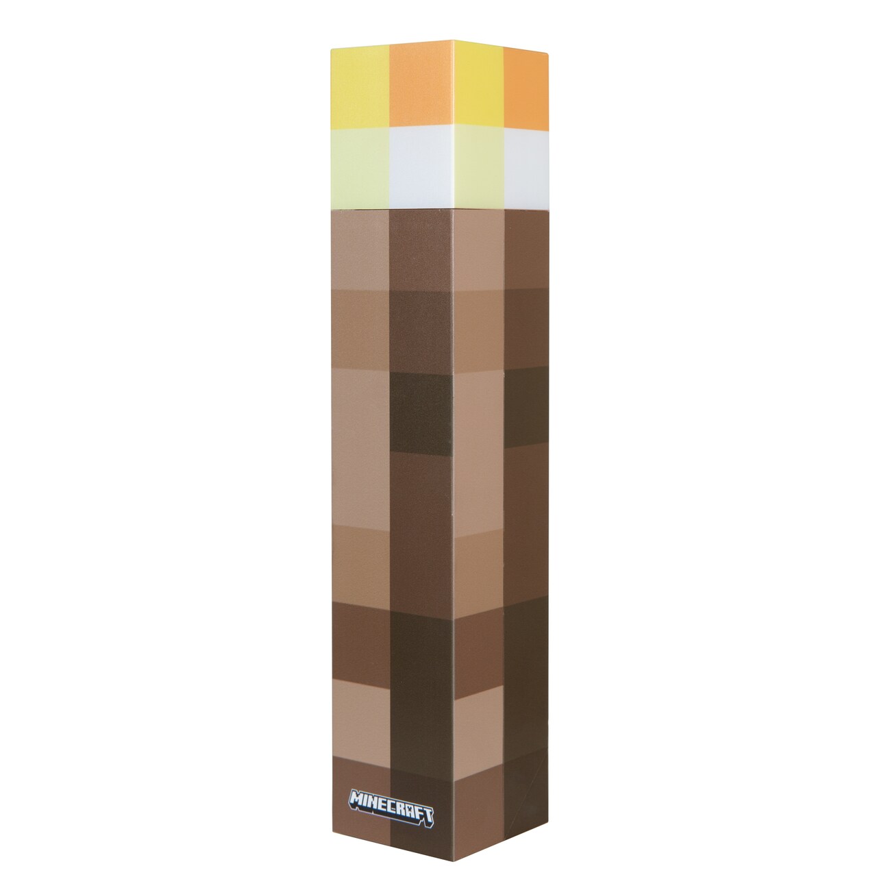 Minecraft: LED Torch - 11" Brownstone Pixels Torch Replica, 4 Light Options, Wall-Table Mounting, USB Charging, Game Themed Night Light Lamp, Licensed